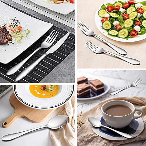 LIANYU 60 Piece Silverware Flatware Set for 12, Stainless Steel Cutlery Set - color: Silver