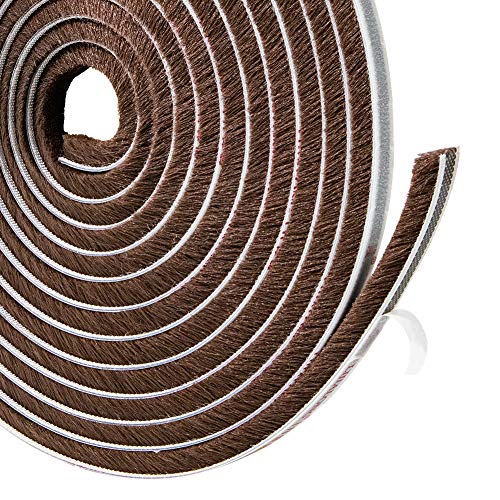 TORRAMI Brush Weather Stripping, 11/32 x 11/32 in, 16 ft, Brown - color: Brown, size: 11/32 inch x 11/32 inch x 16 ft