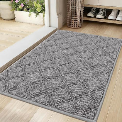 BEQHAUSE Dirt Trapper Door Mat 20" x 32" Non-Slip Washable, Grey - color: Grey, size: 20" X 32" (Rectangular)