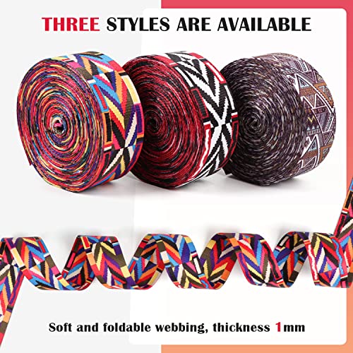 Nylon Webbing 1.5 Inch 6 Yards Colorful Ethnic Polyester Webbing Ribbon Bohemian Webbing for Backpack Strap Belt Seatbelt Bags Handles Luggage Pet Collars Leash 38mm 1 1/2" - color: wb01-6 Yards