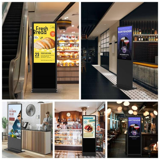65 inch Indoor Digital Signage 4K UHD 2160p,CMS Software, LCD Screen IPS Floor Standing Digital Kiosks Interactive Displays with WiFi HDMI/USB Input Auto AD Player, Android OS Black - color: Black, size: 65 inch-4K, style: NonTouch-Screen