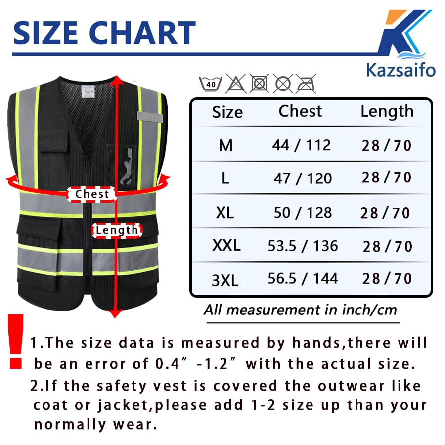 Hi Vis Reflective Safety Vest for Men Women,Meets ANSI/ISEA - color: Black, size: X-Large