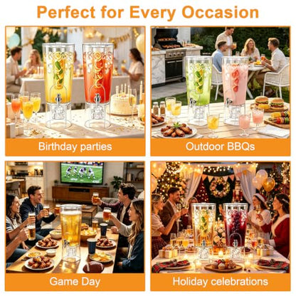 Homecor 1.5 Gallon Drink Dispensers for Parties with Fruit Infuser 2 Pcs