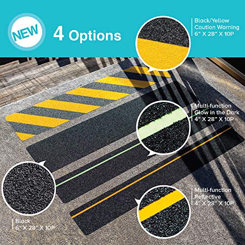 LifeGrip Yellow/Black Anti Slip Stair Treads 6"x28" 10-Pack, Outdoor Safety - color: Caution Stripe, size: 6" x 28"