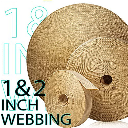TECEUM Webbing Strap, 3/4" to 2", 10-50 Yds, Multi-Color Heavy Duty Tape - color: Caramel, size: 2"- 10 yards