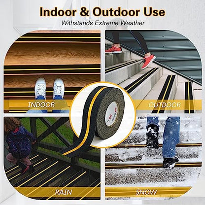 S&X Anti Slip Tape 2in x 60ft Grip Tape for Stairs & Ramps, Reflective - color: Black/Reflective, size: 2" X 60'