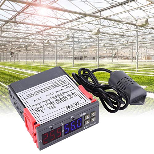 -3028 Temperature Control 12V/24V/110V /220V Digital Display Temperature and Humidity Controller Meter with Integrated Sensor(12V) - size: 12V