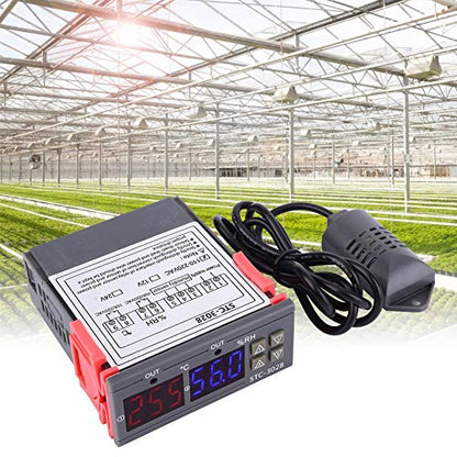 -3028 Temperature Control 12V/24V/110V /220V Digital Display Temperature and Humidity Controller Meter with Integrated Sensor(12V) - size: 12V