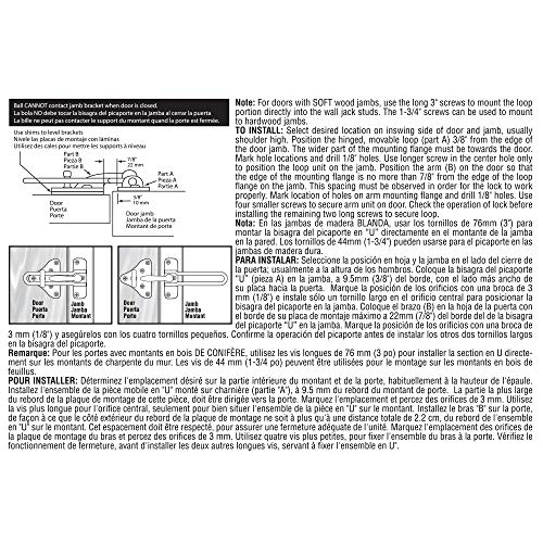 Prime-Line Swing Bar Door Guard, Auxiliary Security Lock, Satin Nickel - color: Satin Nickel
