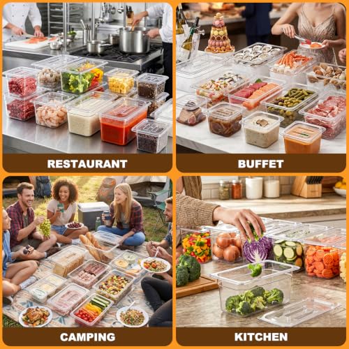 APREUTY 6-Pack 1/3 Size 6''Deep NSF Polycarbonate Food Pans with Lid, Clear - size: 1/3 Size 6'' Deep
