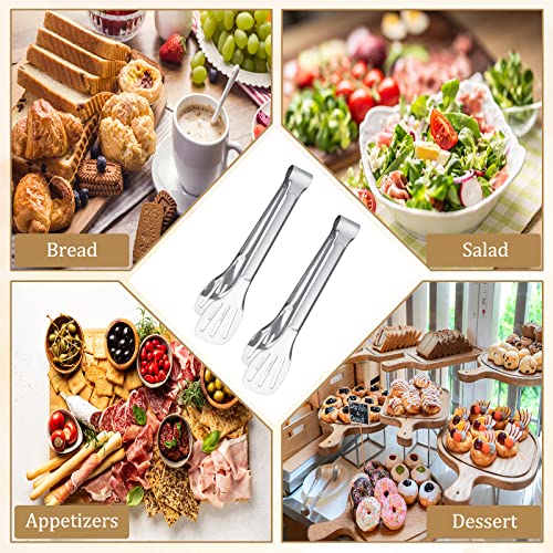 6PCS Serving Tongs, 7Inch Buffet Tongs, Stainless Steel Food Tong Small Serving Utensils for Cooking, Entertaining, Salad, Barbecue, Buffet, Toast and Steak by Sunenlyst