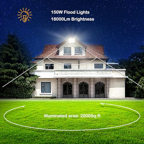 150W LED Flood Light 4 Pack, 5000K, IP66 Outdoor Waterproof - size: 150w_4pack