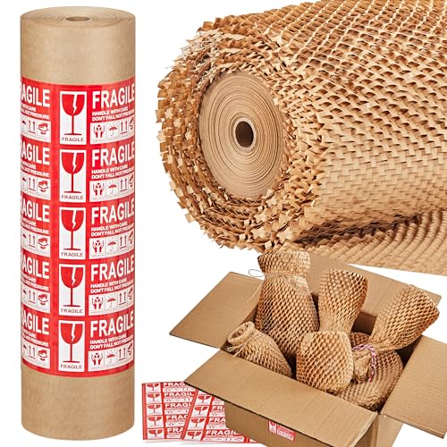 JARLINK Honeycomb Packing Paper, 15" x 200' Packing Wrap Roll for Packing - size: 15"x 200'