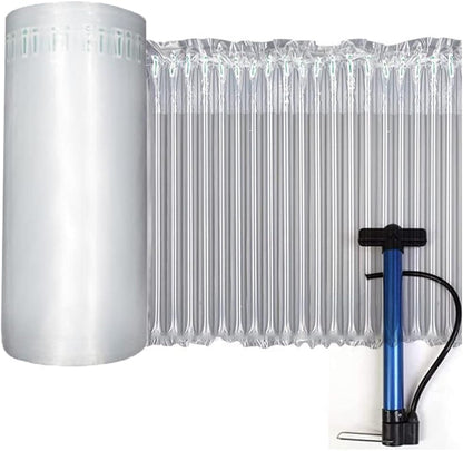 Bubble Cushioning Wrap Roll, 12 inch x144 Feet, Inflatable Air Pillow Column Wrap for heavy duty Packing and Moving, Large Bubble Wine Bottle Protector Breakable Shipping Supplies with Free Pump - size: 12inch * 144ft
