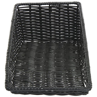 HUBERT Wicker Look Tapered Storage Basket, Rectangular Black - 11 1/2"L x 24"D x 1 1/2" to 7"H - color: Black, size: 11.5"Lx24"Dx1.5-7"H