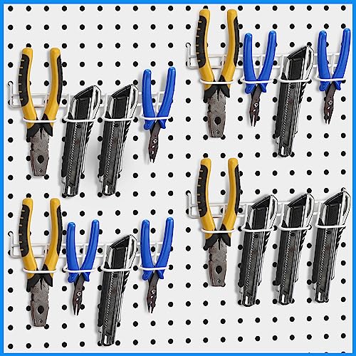 Coume 4 Pcs Pegboard Tool Holder Hooks for Screwdriver Pliers, White - color: White