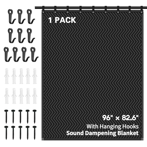 Large Sound Dampening Blanket,96" x 80" Sound Absorbing Studio Blanket,Noise Cancelling Studio Acoustic Blanket Curtain/Light Blocker/Moving Blanket - size: 1 PACK