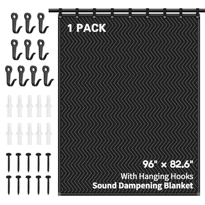 Large Sound Dampening Blanket,96" x 80" Sound Absorbing Studio Blanket,Noise Cancelling Studio Acoustic Blanket Curtain/Light Blocker/Moving Blanket - size: 1 PACK