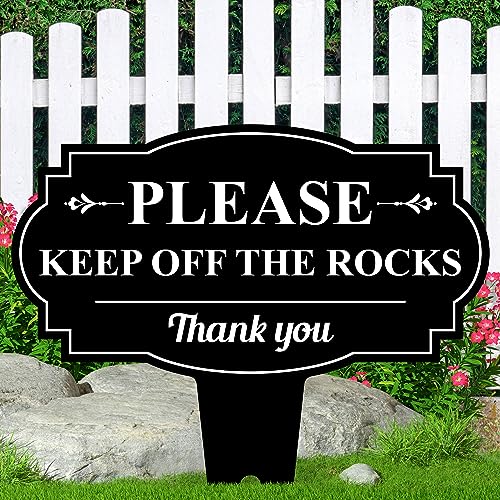 Please Keep Off The Rocks Sign, 21"x21", Heavy Duty Integrated Ground Stakes, Indoor/Outdoor Use, Rust Free Aluminum Composite, Made in USA by My Sign center - size: 21"x21"