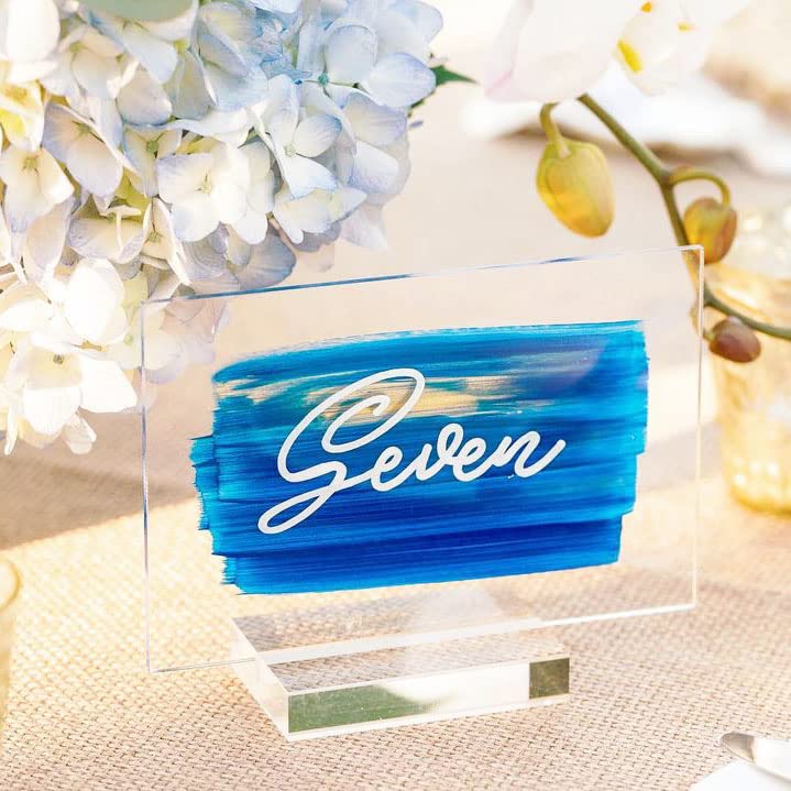 3" Clear Acrylic Sign Holder Stand - 10 Pack for Wedding Table Number Signs, Card Holder, Clear Base for 5x7 Inch Sheet Table Signs