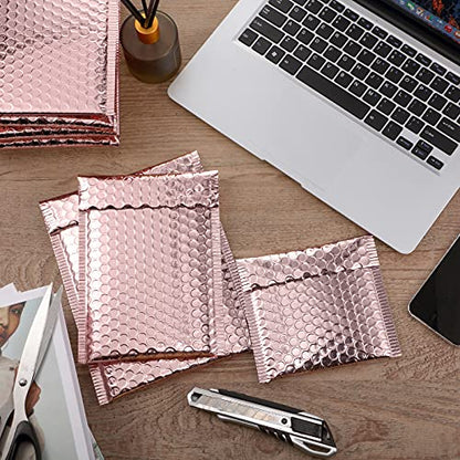 Outus 50 Pcs Bubble Mailers 3 Sizes, Bubble Shipping Envelopes, Rose Gold - color: Rose Gold