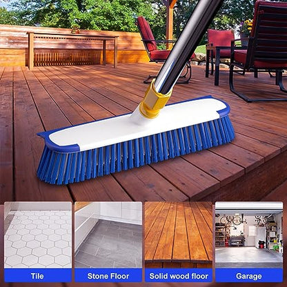 ITTAR 55" Extendable Floor Scrub Brush, 12" Wide Heavy-Duty 2-in-1 Scrub & Squeegee Deck Brush for Tile Grout Shower Floor, Kitchen, Restaurant, Patio & Garage Cleaning - color: Blue