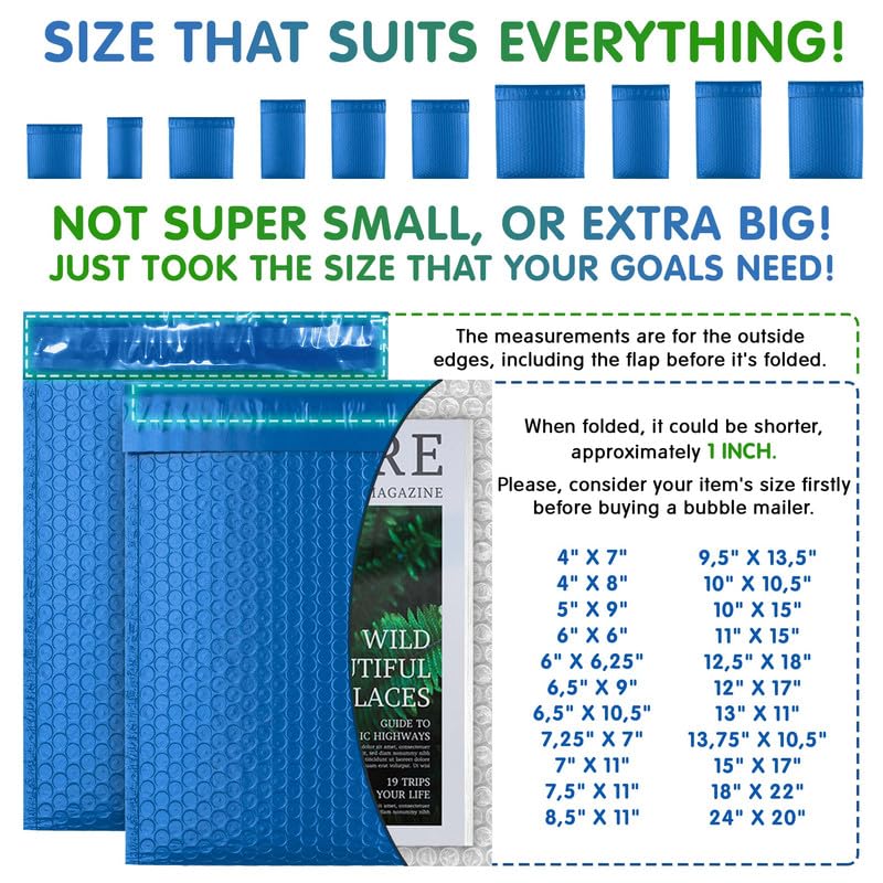 Blue Poly Bubble Mailers 5 x 9 Inch. Pack of 250 Padded Envelopes Waterproof. Self Seal Padded Mailers with Durable Seams. Lightweight Padded Shipping Envelopes for Mailing Fragile Things - color: Light Blue, size: 5" x 9" / 250 Pack