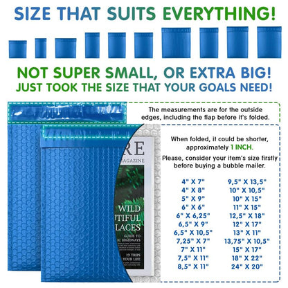 Blue Poly Bubble Mailers 5 x 9 Inch. Pack of 250 Padded Envelopes Waterproof. Self Seal Padded Mailers with Durable Seams. Lightweight Padded Shipping Envelopes for Mailing Fragile Things - color: Light Blue, size: 5" x 9" / 250 Pack