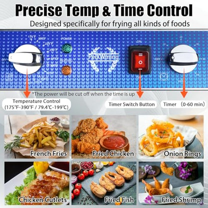 26L/27.4QT Commercial Deep Fryer with Oil Filtration and Timer