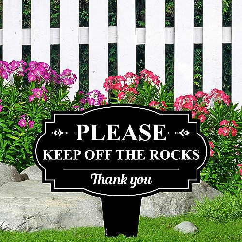 Please Keep Off The Rocks Sign, 13"x13", Heavy Duty Integrated Ground Stakes, Indoor/Outdoor Use, Rust Free Aluminum Composite, Made in USA by My Sign center - size: 13"x13"