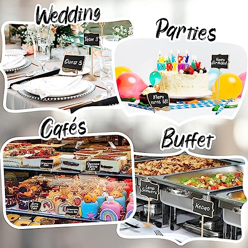 Mini Chalkboard Signs, 30 Pack Framed Small Chalk Board Food Labels with Easel Stand for Party Buffet or Wedding Celebration, Wooden Blackboard as Place Cards for Table Setting or Numbers (30)