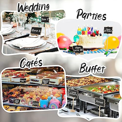 Mini Chalkboard Signs, 30 Pack Framed Small Chalk Board Food Labels with Easel Stand for Party Buffet or Wedding Celebration, Wooden Blackboard as Place Cards for Table Setting or Numbers (30)