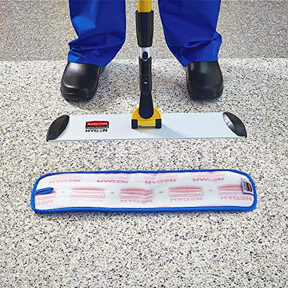 Rubbermaid Commercial Products 18-Inch Blue Microfiber Mop Head, Single-Sided Heavy Duty Cleaning Cloth, Ideal for Hardwood, Tile, Laminated Floors in Kitchen, Lobby, Office - style: Reusable Microfiber Blue - 1ct