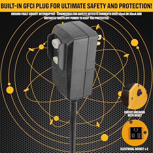 CAT fans - High Velocity 1200 CFM, Multi Pivoting Cooling, Ventilating, Drying Fan W/ 2 Grounded AC Outlets, Adjustable 4 Speed Enclosed Dual Ball Bearing Motor, & GFCI Plug (B-1200)