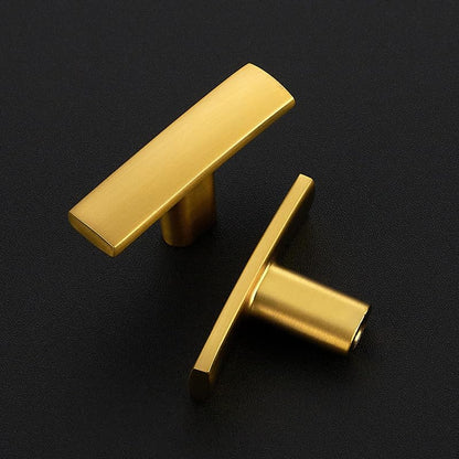 3 Pack Brushed Brass Cabinet Knobs, 2in Length Curved Bar Drawer Pulls - color: Brushed Brass, size: 3 Pack, style: Curved
