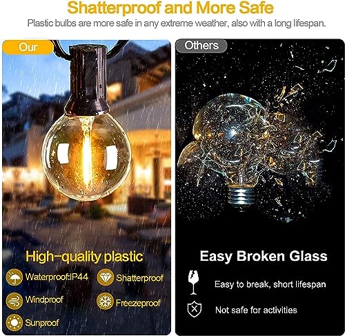 Svater 300 FT Outdoor String Lights for Outside Patio 156 Bulbs Waterproof - size: 300FT