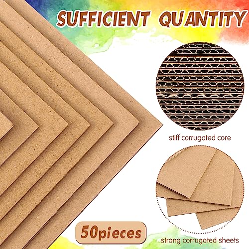 Zonon 50 Pack Corrugated Cardboard Sheets, 3 mm Flat, 3.5 x 4.5 Inch, Brown - color: Brown, size: 3.5 x 4.5 Inch
