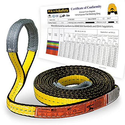 KwikSafety - Charlotte, NC - Mighty Sumo 1”x 30’ Poly Web Sling Lifting Strap Construction ASME OSHA / 3200lbs Vertical 2550lbs Choker 6400lbs Basket/Rigging Moving Towing Hoisting Gear - size: 1"x30' | 3200 lbs