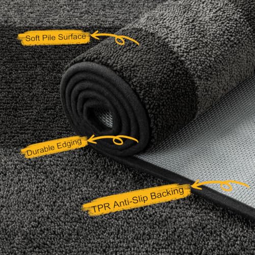 BSICPRO Dog Door Mat 35"x59", Charcoal Gray Dirt Trapping Mud Mat - color: Charcoal Gray, size: 35"x59"