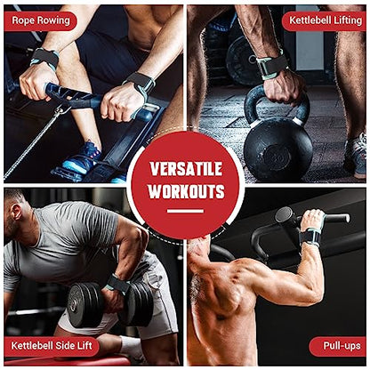 Weight Lifting Wrist Strap, Double-Layer Leather for Deadlift Powerlifting - color: Lake Blue