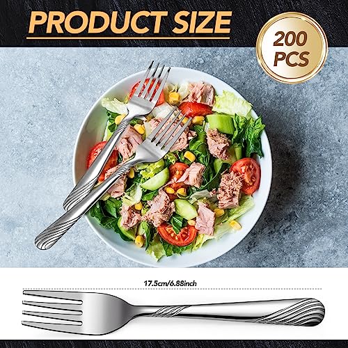 Bokon 200 Pieces Stainless Steel Dinner Forks Bulk, Metal Fork, Stylish - style: Stylish