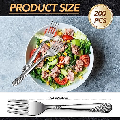 Bokon 200 Pieces Stainless Steel Dinner Forks Bulk, Metal Fork, Stylish - style: Stylish