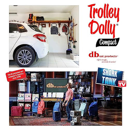 dbest Products Trolley Dolly Compact with Pockets – Foldable Grocery Cart on Wheels – Multi Use Rolling Cart with Removable Bag, Storage Pockets, and Hand Truck Dolly Function, Black - size: Compact