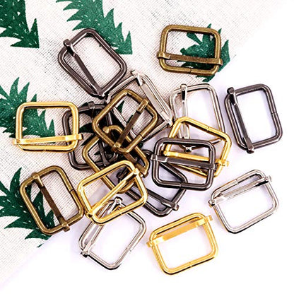 Swpeet 60Pcs Heavy Duty 1 Inch / 25mm Metal Rectangle Adjuster Triglides Slides Buckle, Webbing Belts Buckle Metal Rings for for Belt Bags DIY Accessories Keychains - Sliver, Bronze, Gold, Gun-Black - style: Metal Adjuster Triglides Slides Buckle