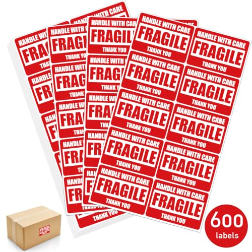 Wanguagua 600 PCS 3x2 Inch Fragile Stickers for Shipping and Moving