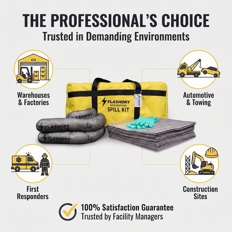 FlashDry Portable Universal Spill Kit Bag- Hazardous Clean Up Kit - Single - size: Single, style: No Absorbent