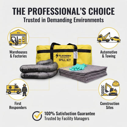 FlashDry Portable Universal Spill Kit Bag- Hazardous Clean Up Kit - Single - size: Single, style: No Absorbent