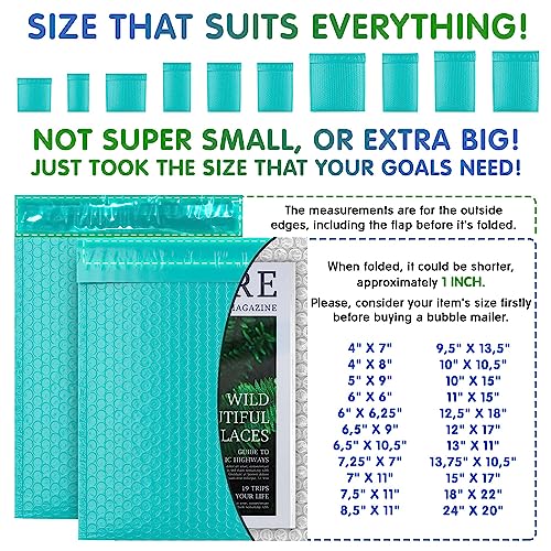 Poly Bubble Mailers, 6.5 x 9 Inch Teal Padded Mailers, Self Seal Shipping Envelopes, Lightweight Poly Mailer Bags, Waterproof Mailing Bags, Pack of 200 - color: Teal, size: 6.5" x 9" / 200 Pack