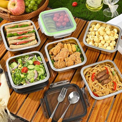 2 Pack Sandwich Containers, 24oz Stainless Steel Sandwich Box with Airtight Lids, BPA-Free, Dishwasher Safe, Durable & Reusable Metal Meal Prep Lunch Boxes for Fruits, Snacks, Bento (Black) - color: Black – 2-Pack