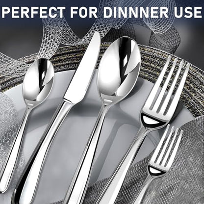 Heavy Duty Silverware Set for 8, Stainless Steel Flatware Cutlery Set - size: 40 Piece, style: Heavy Duty